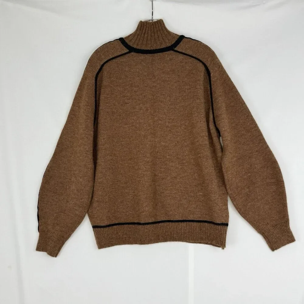 Weekend Womens Turtleneck Sweater Size L Nutmeg/Black